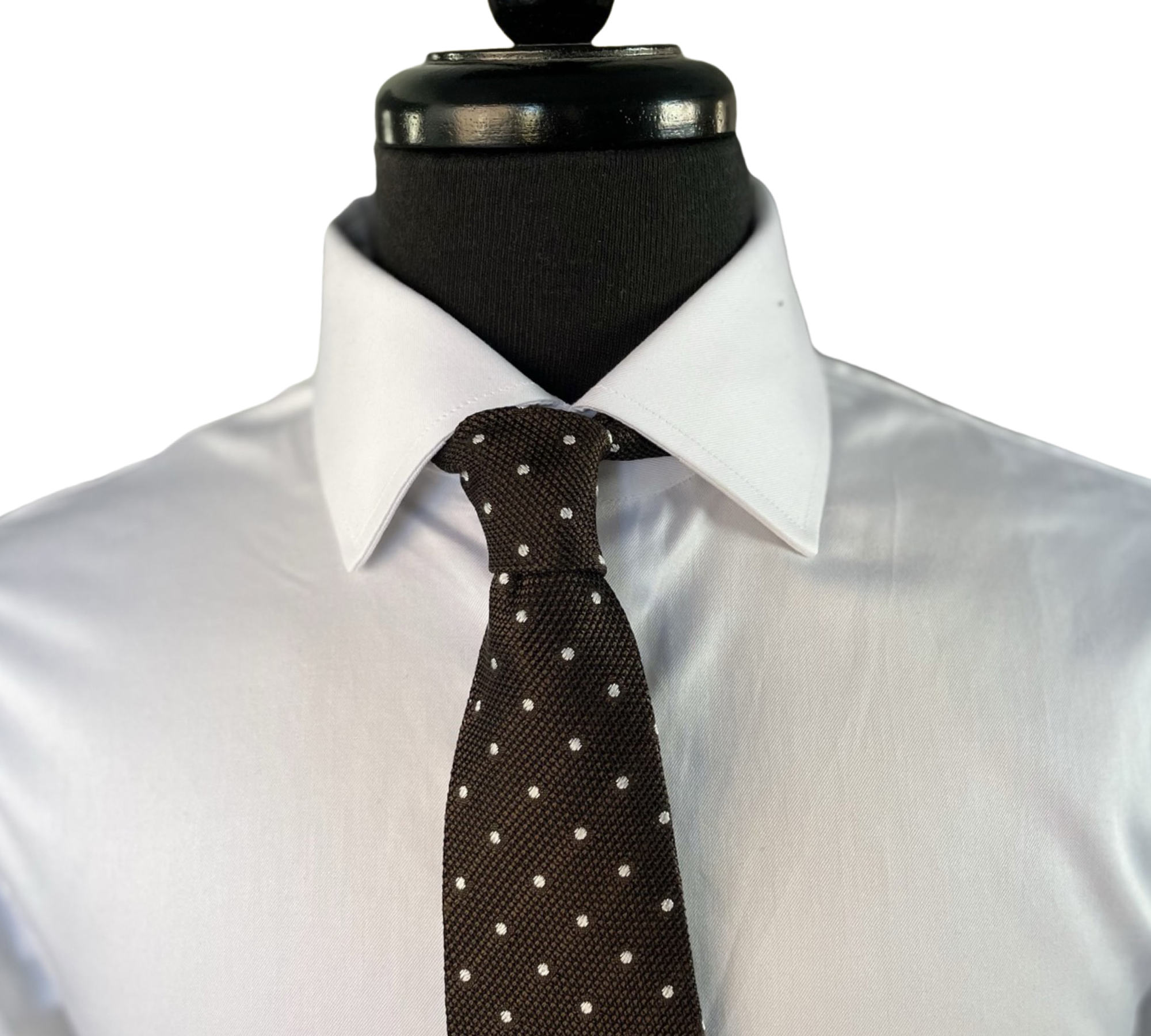 Brown White Dot Grenadine Tie